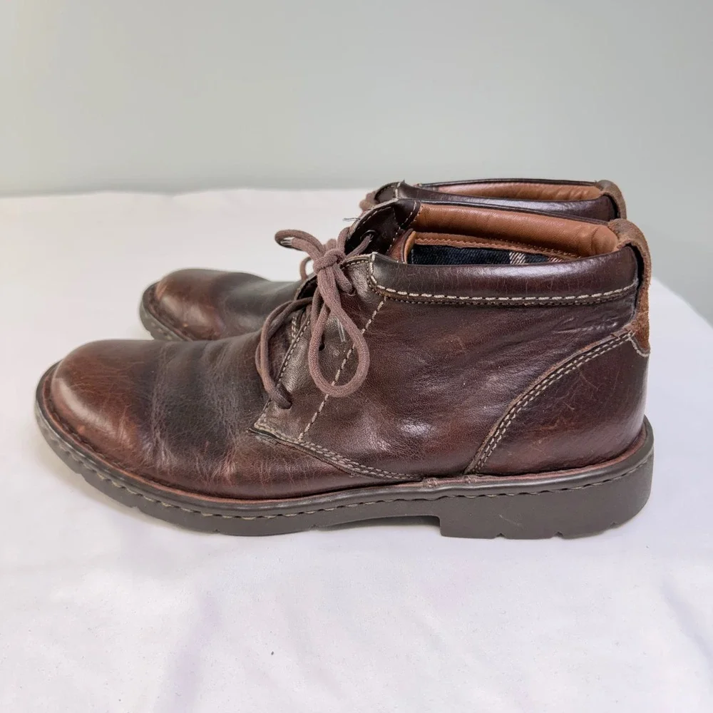 Clarks Stratton Limit Lace Up Chukka Ankle Boots in Brown‎ Leather Size 8